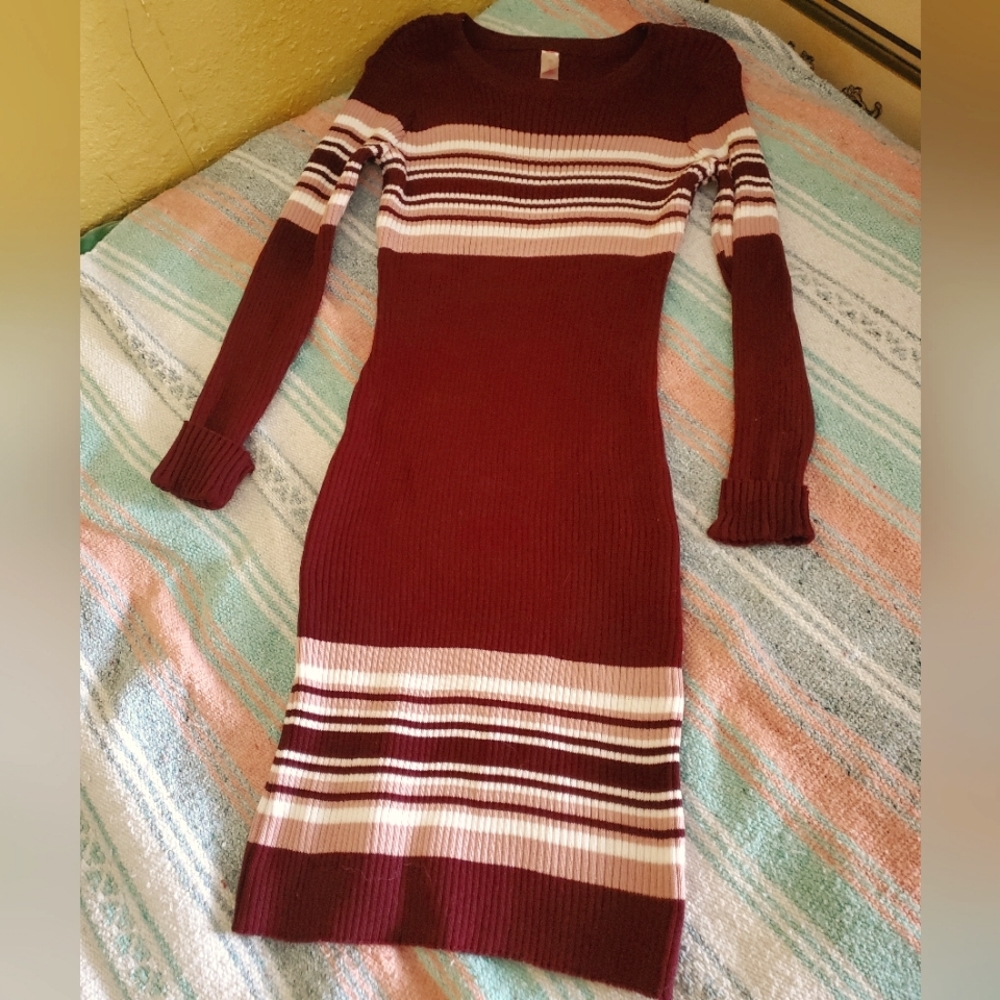 Burgundy No Boundaries Sweater Dress